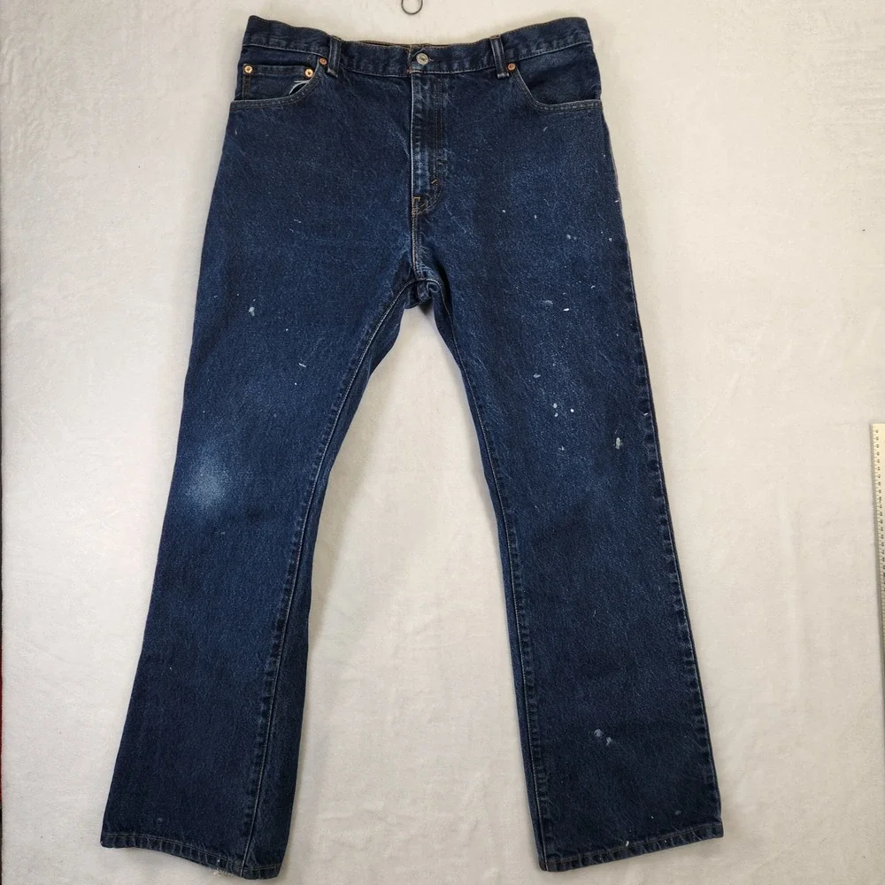 Levi Strauss 517 W36 L32 Bootcut Jeans Dark Wash Paint Splatter Mens‎